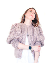 Load image into Gallery viewer, Knitting Pattern PDF Chunky Knit Cardigan with Puffed Sleeves Size M-L. Couer Cardigan by NinElDesign
