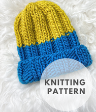 Load image into Gallery viewer, Slouchy Beanie Knitting Pattern, Knitting Pattern Hat, PDF pattern, Instant Download, Chunky yarn, Color Pop Super Chunky Hat
