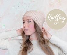 Load image into Gallery viewer, Beginner Knitting Kit, Super Chunky hat kit, knitting kit for beginners, Chunky knit beanie kit, Christmas gift
